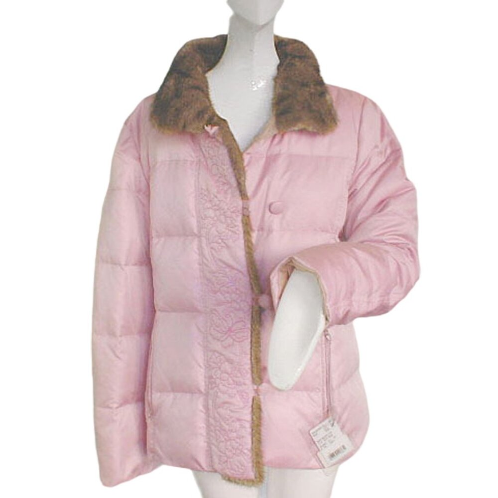 NEW BOGNER REVERSIBLE JACKET PARKA! US 4 or 6 TAN REVERSES TO PINK MINK FUR TRIM